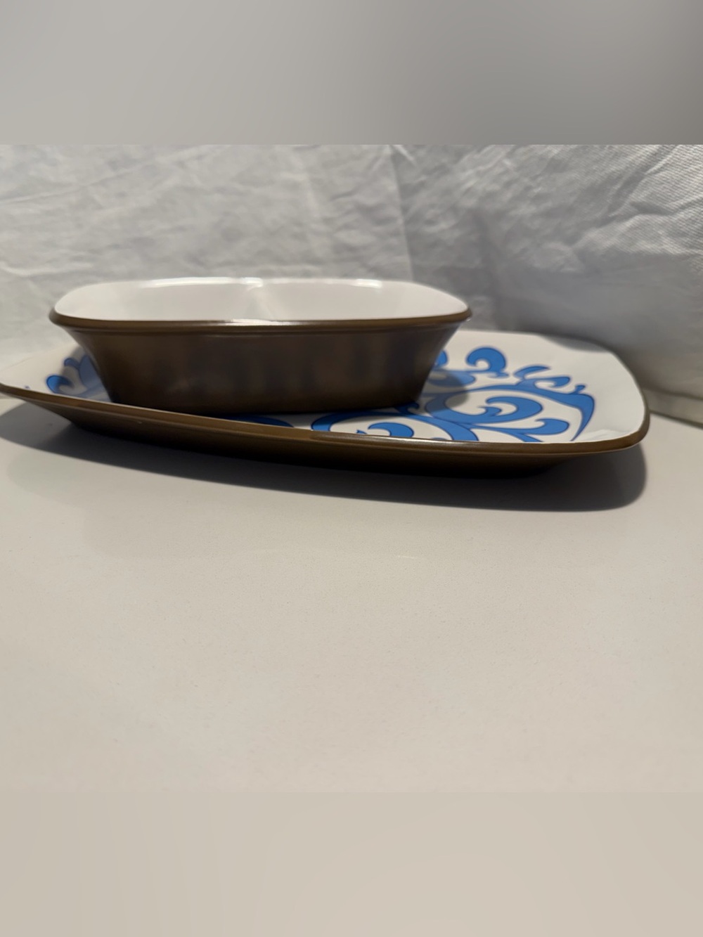 VTG MCM 70s Mikasa Mexicana Nutmeg Divided Serving Dish